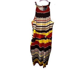 Ashley Stewart Plus Size 18/20 Striped Halter Neck Midi Dress Retro Stretch Sexy